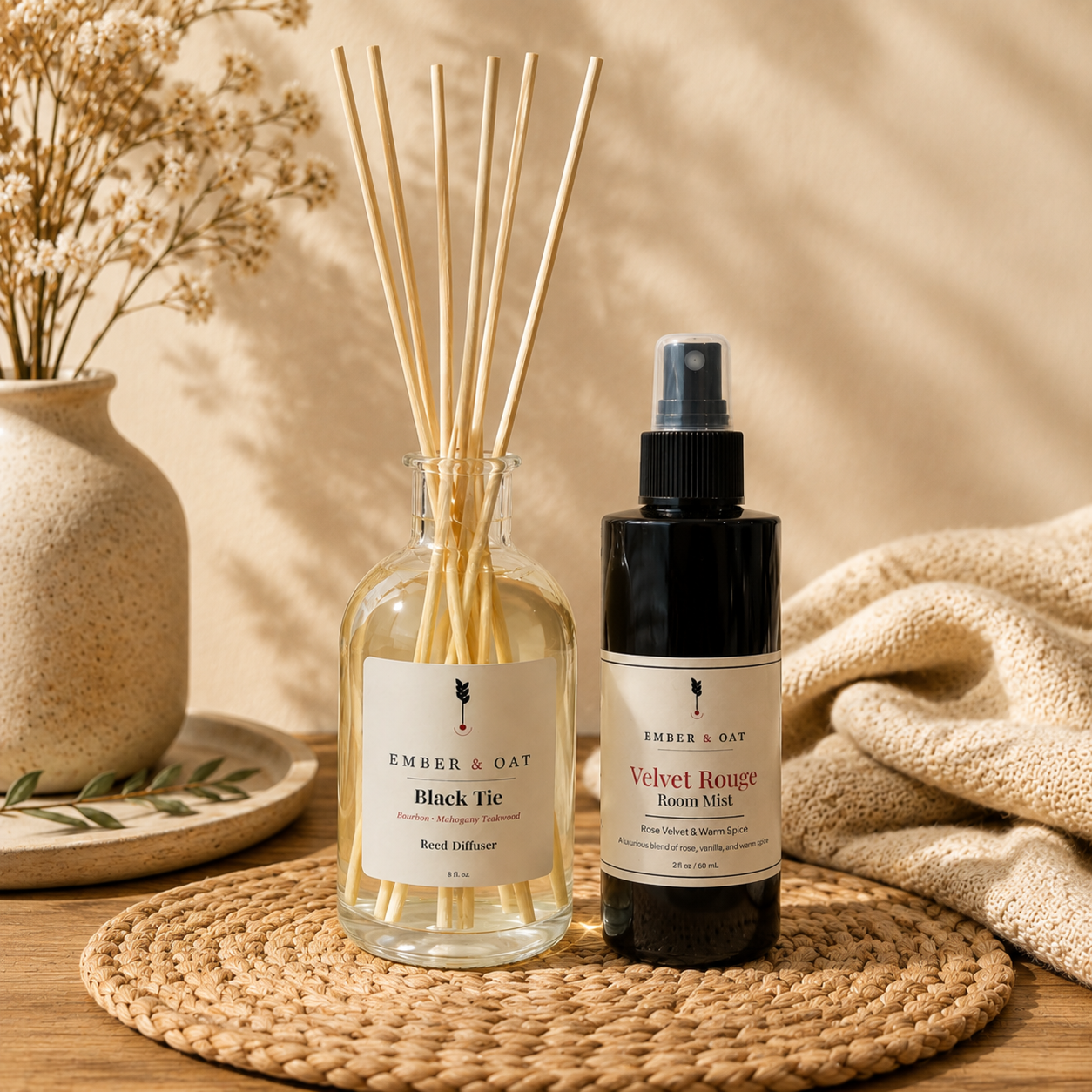 Ember & Oat Black Tie & Velvet Rouge Luxury Fragrance Duo