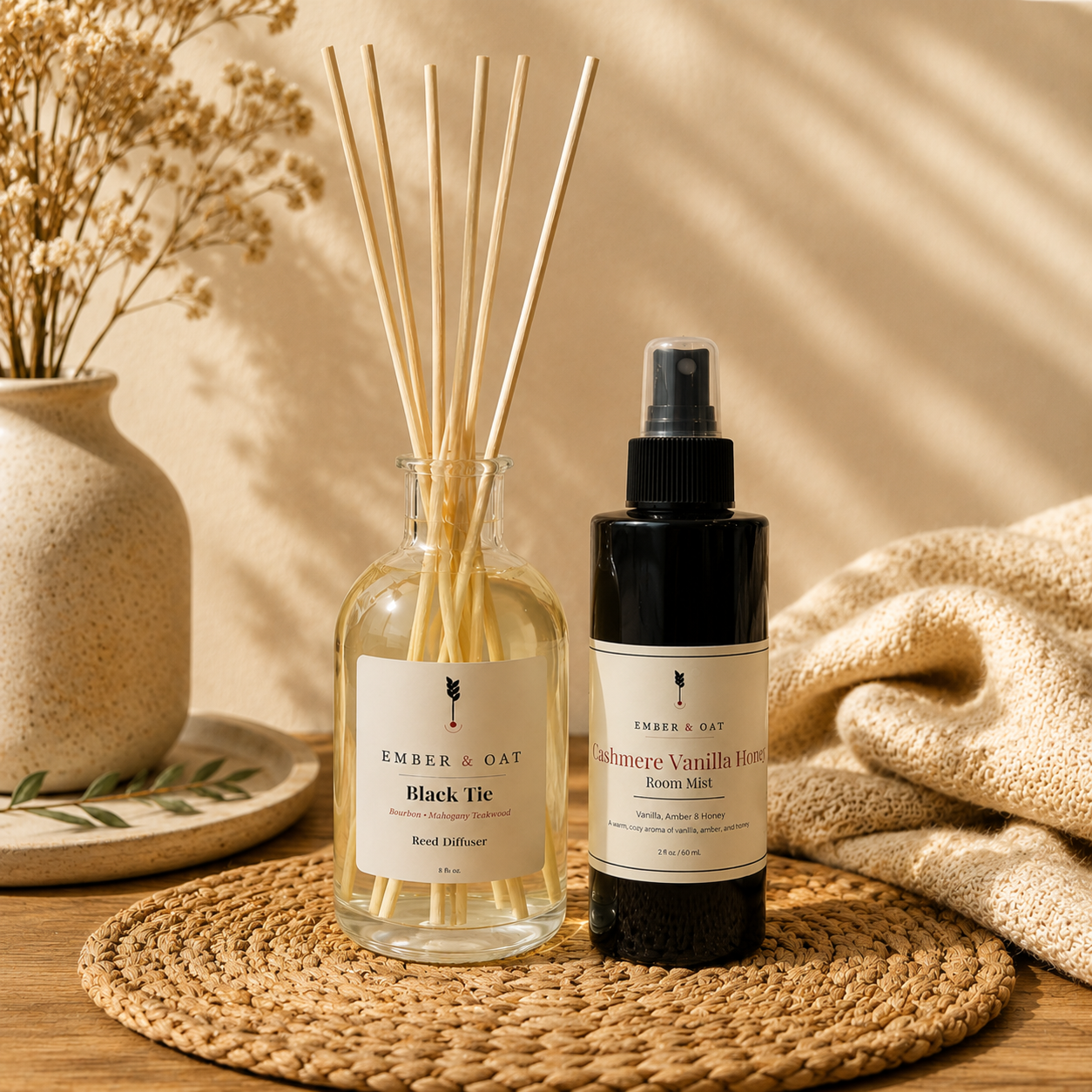 Ember & Oat Black Tie & Cashmere Vanilla Honey Fragrance Duo