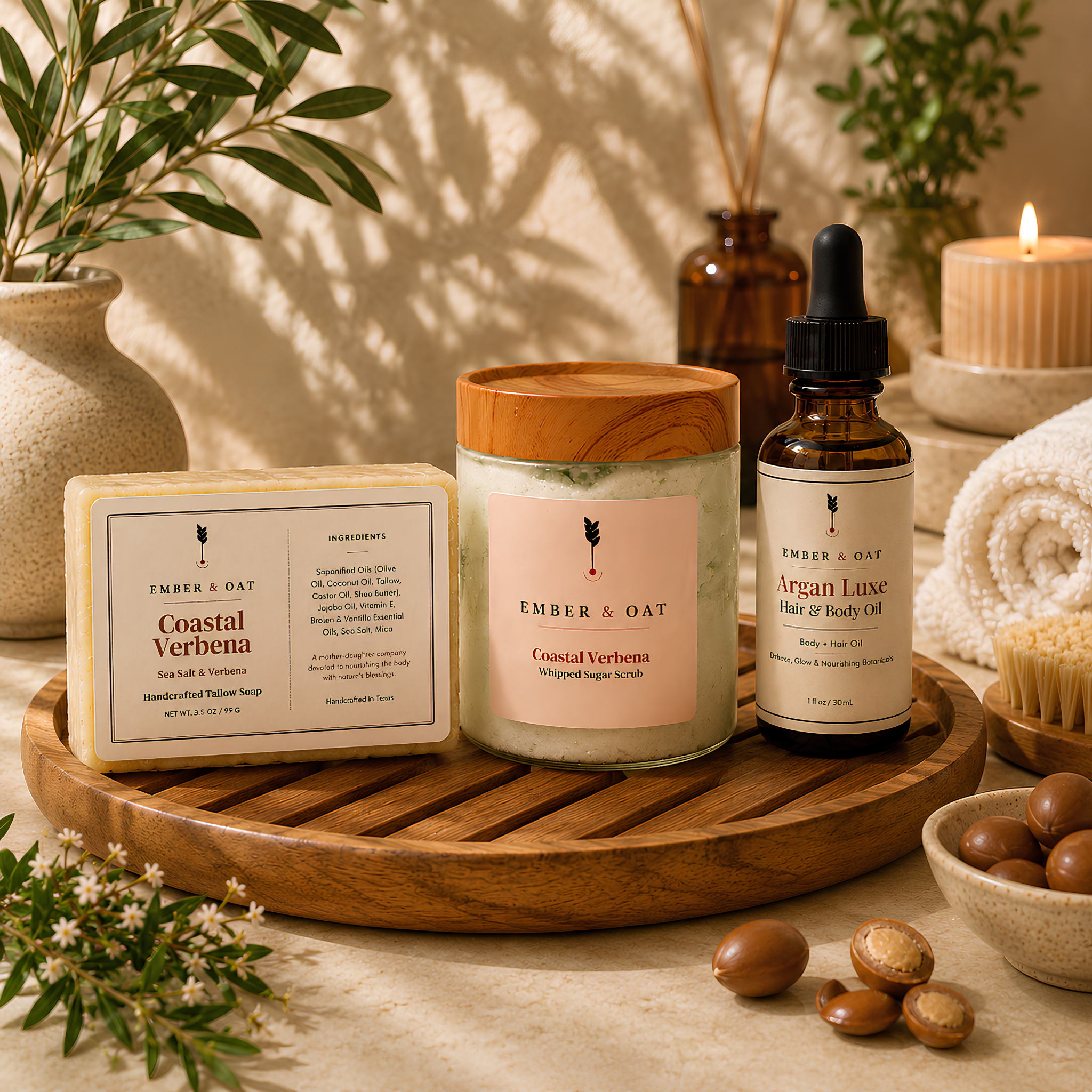 Coastal Escape Trio — Soap, Body Polish & Argan Oil
