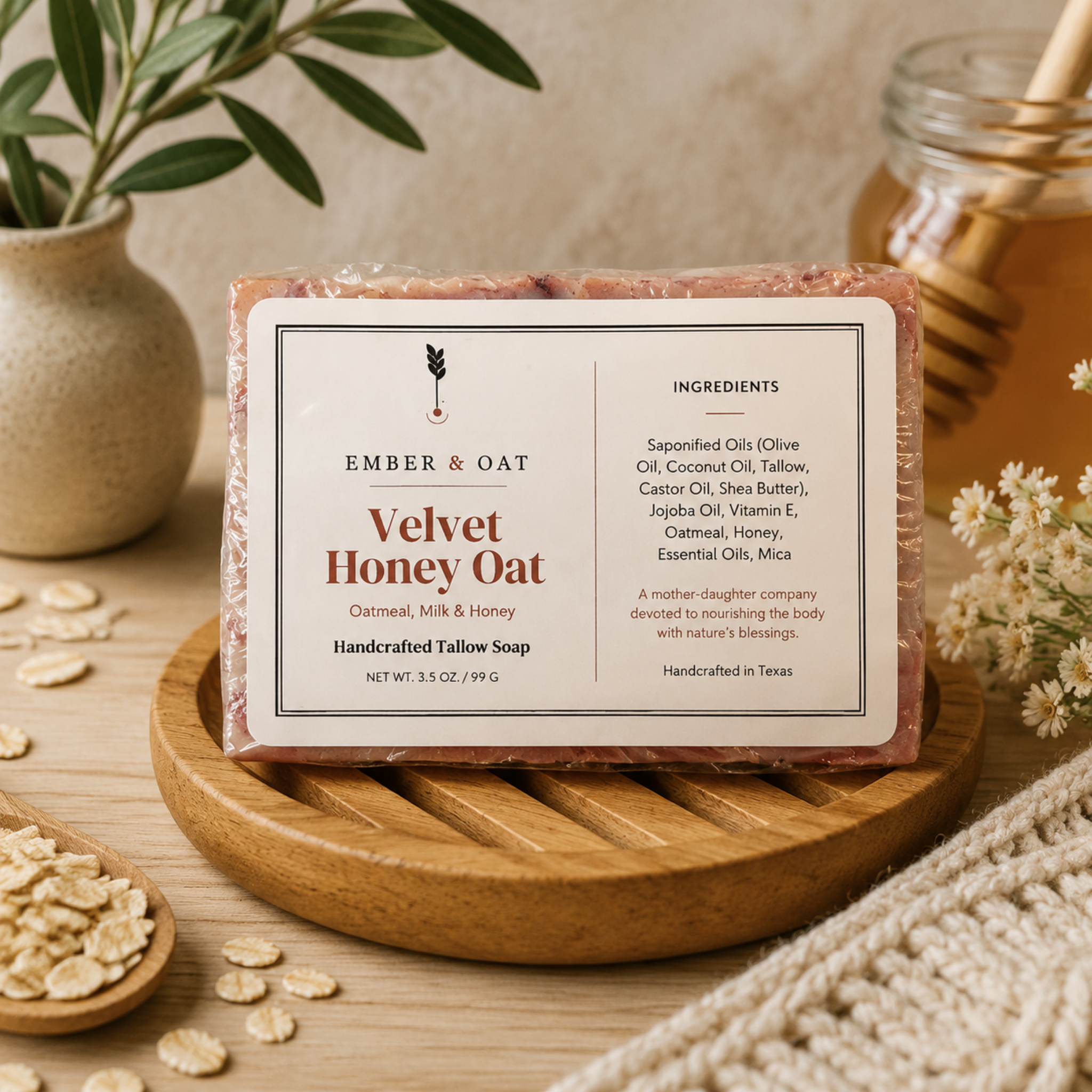Velvet Honey Oat — Oatmeal, Milk & Honey Tallow Soap
