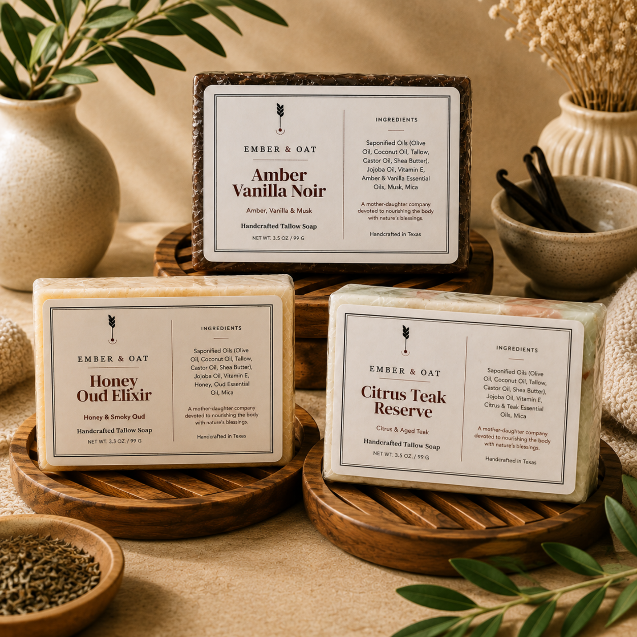 Signature Soap Trio — Set of 3 Tallow Soaps