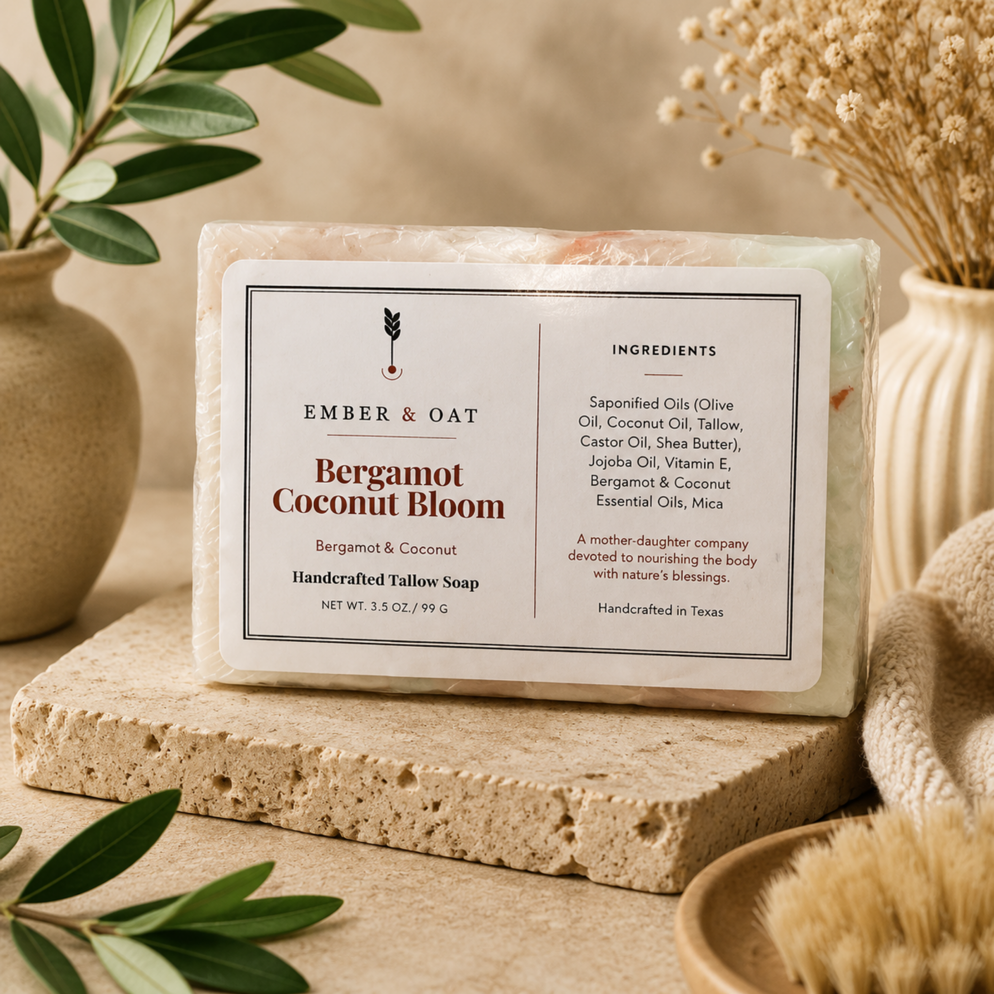 Bergamot Coconut Bloom — Coconut & Bergamot Tallow Soap